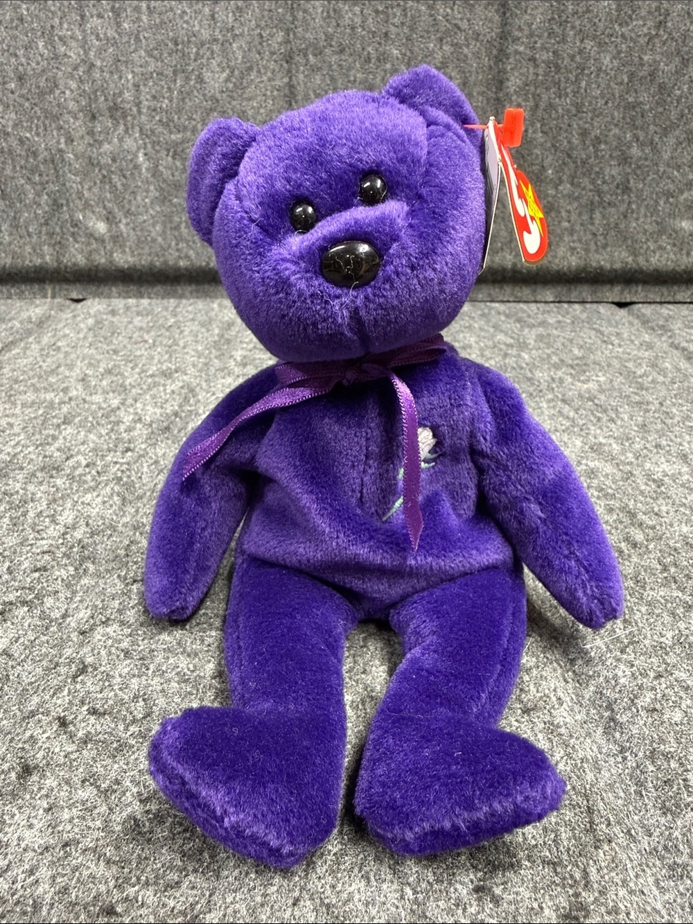 Ty Princess Purple Plush Bear with Ribbon - Soft Collectible Toy